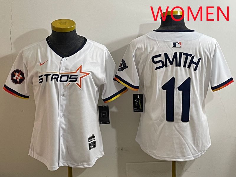 Women Houston Astros #11 Smith White three generations Joint Name Nike 2025 MLB Jersey style 9